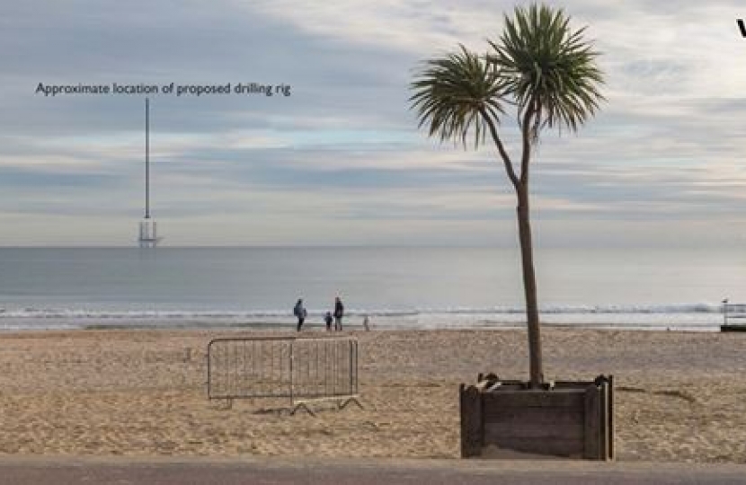 Bournemouth Beach with oil rig